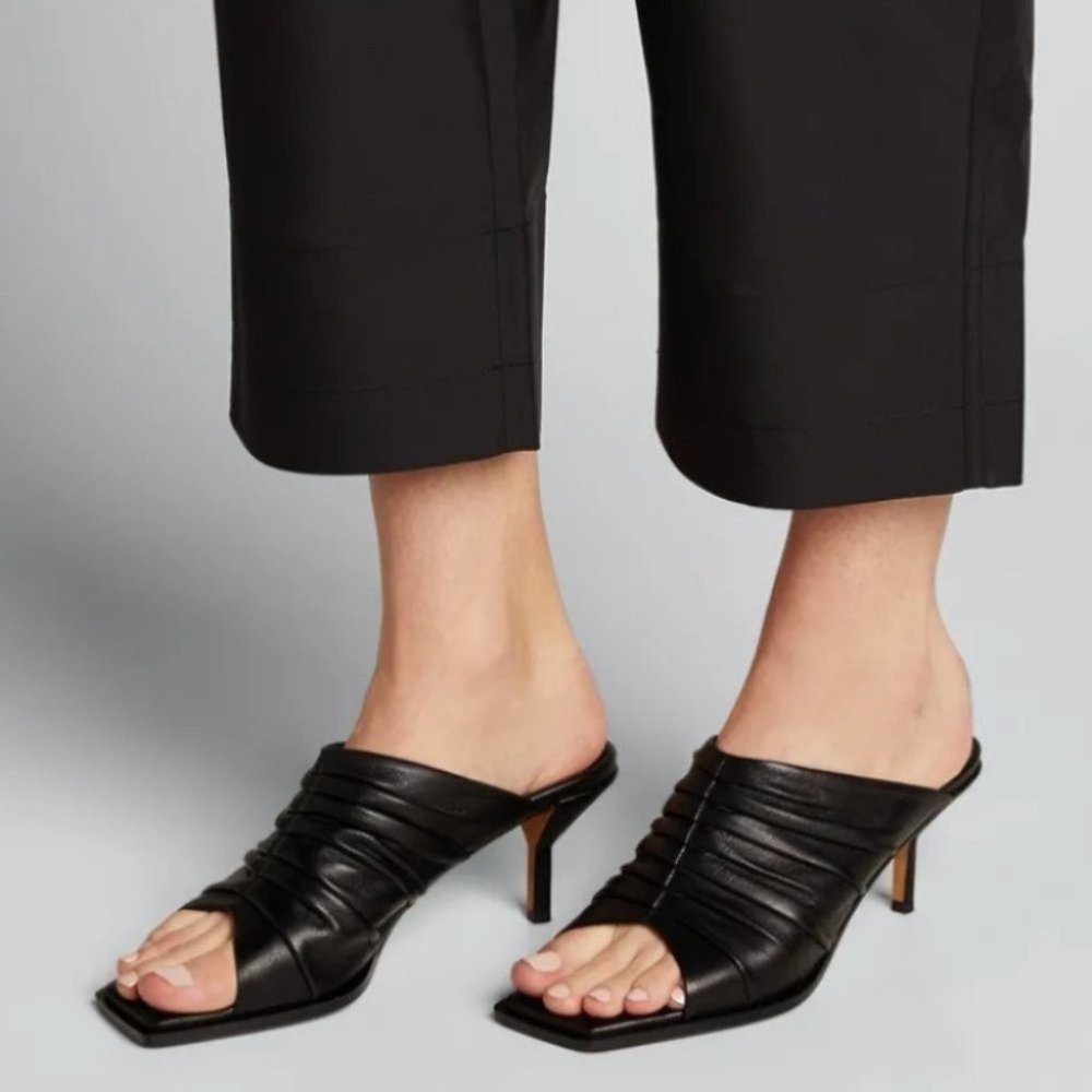 3.1 phillip lim Georgia Ruched Leather Black Mule